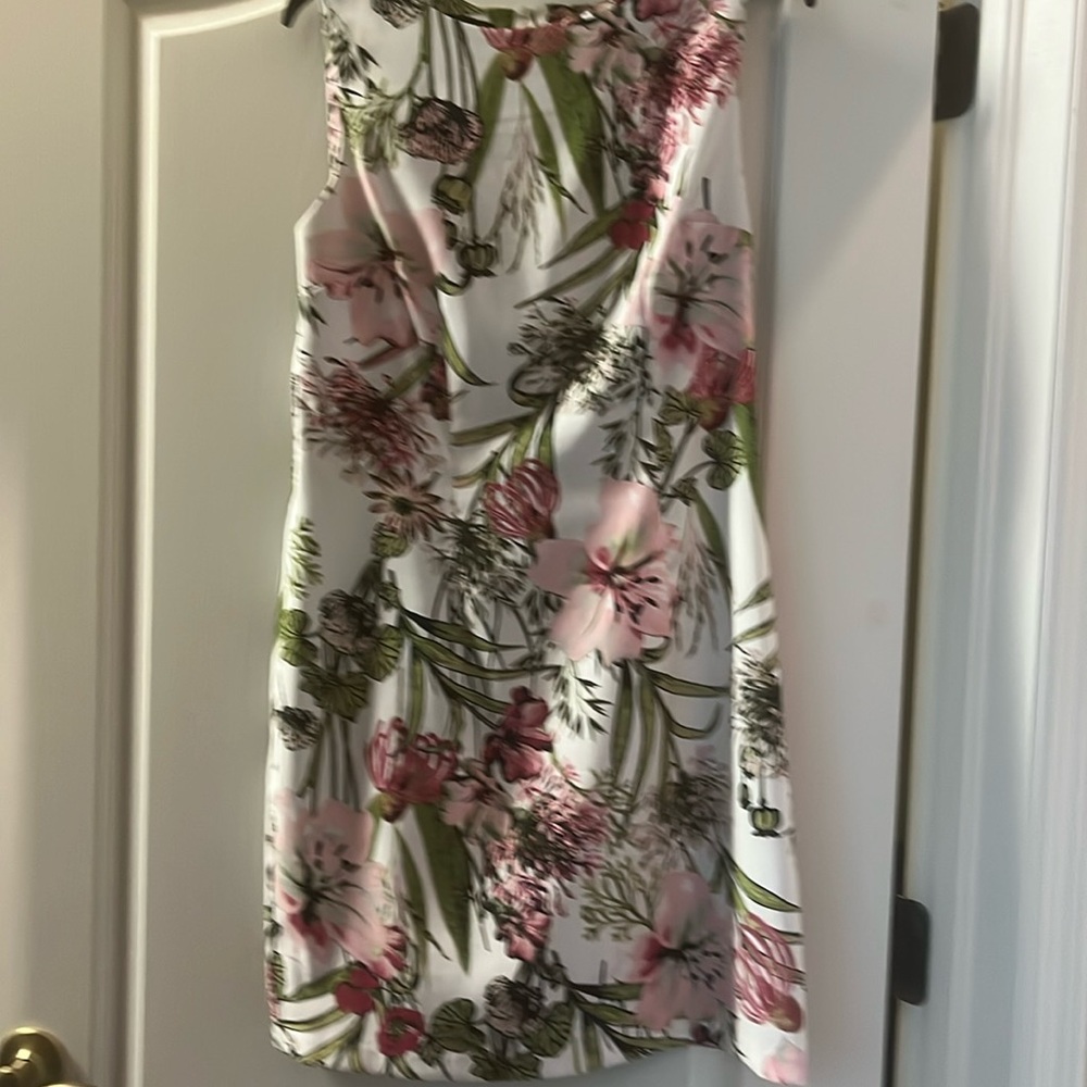 Ladies dress with white background and flowers in great condition.
